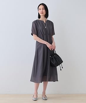 INDIVI ハイウエストワンピース　今期 セール】【洗える／エアリー】ハイウエストワンピース